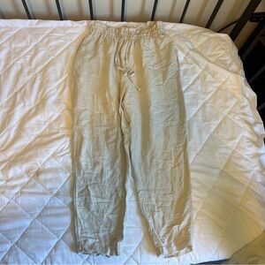 Linen Blend Pants Cream colored